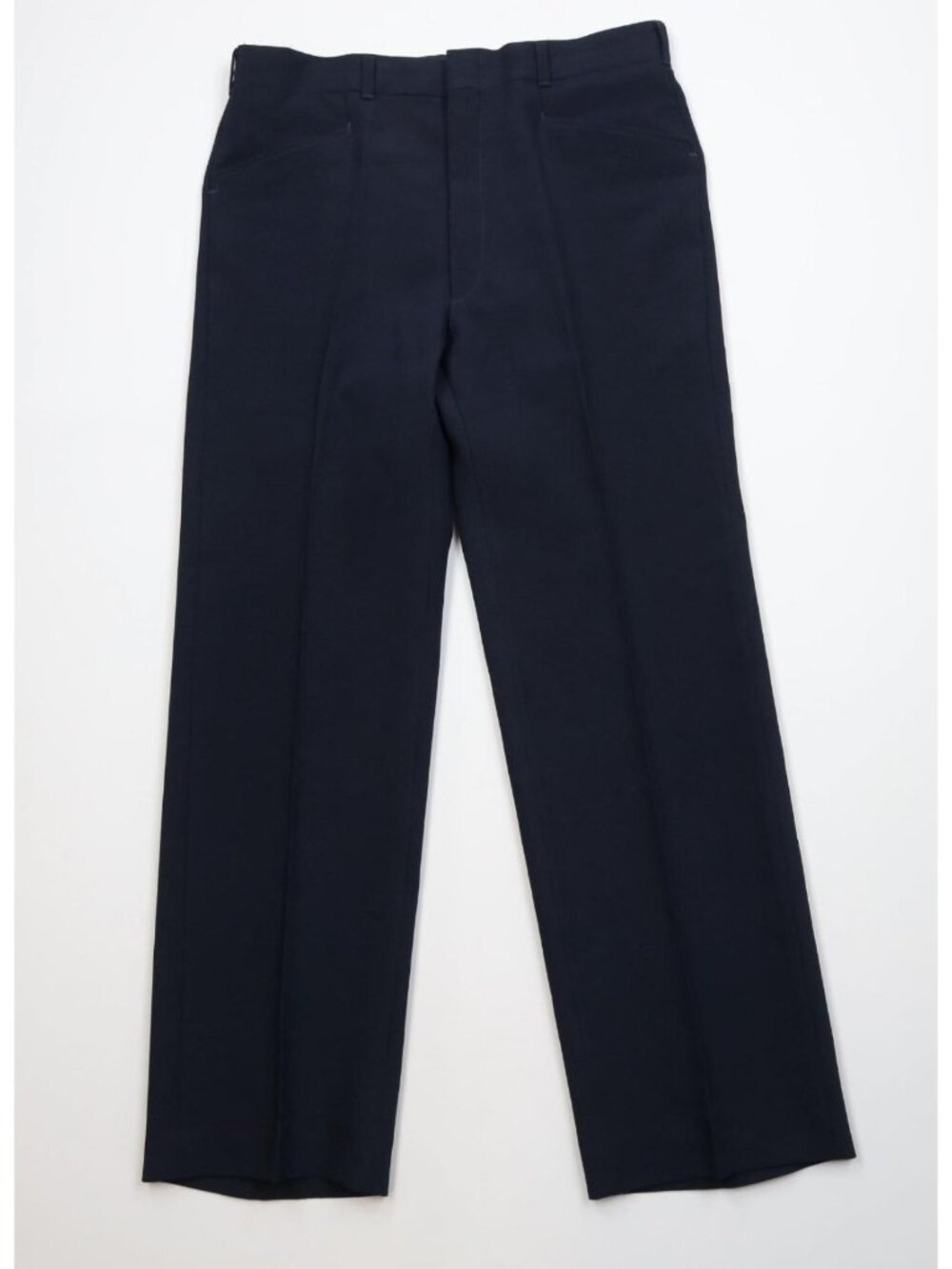 Vintage 70s Streetwear Mens 34x30 Knit Flared Wide Leg Chino Pants Navy Blue USA